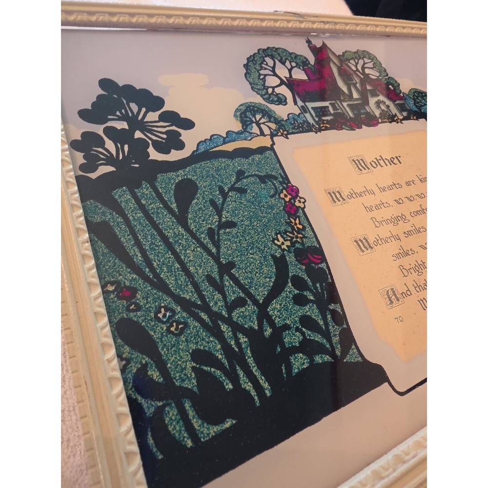 Vintage 1930 Art Deco Mother Print Art Pub Co Chicago Framed Antique Poem - Picture 2 of 8